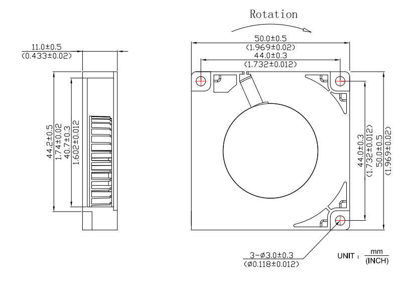 凈化器直流鼓風(fēng)機(jī)尺寸